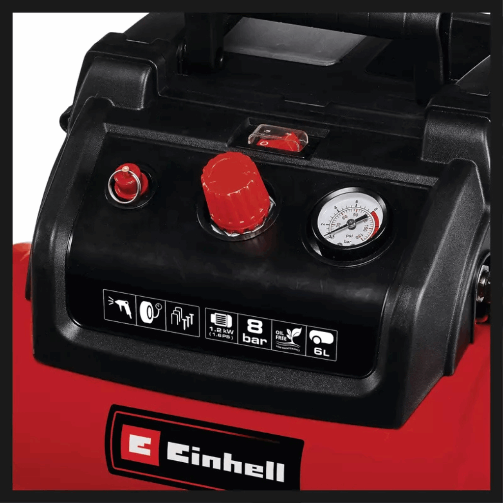Kompaktan i prenosiv Einhell TC-AC 190 OF kompresor za kućne i hobi korisnike.