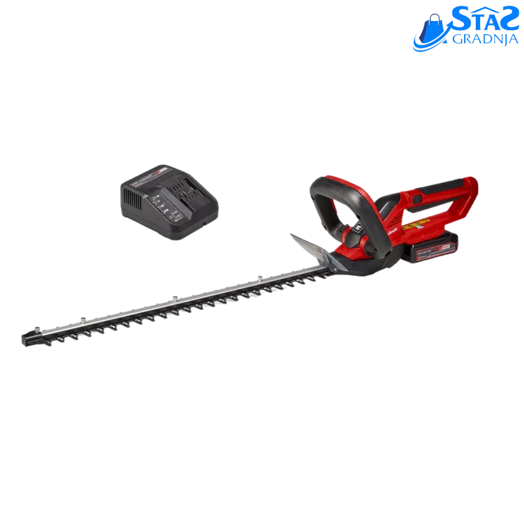 Akumulatorske makaze za žbunje GC-CH 1855/1 Li Kit sa 2,5 Ah baterijom, brzim punjačem, laserski sečenim i dijamantski brušenim sečivima, sigurnosnim prekidačem i ergonomskom drškom za savršen rad.