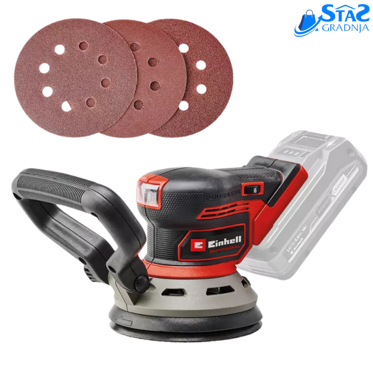 Einhell TP-RS 18/32 Li BL - Solo, crveno-crni dizajn, sa dodatnom ručkom i kutijom za sakupljanje prašine.
