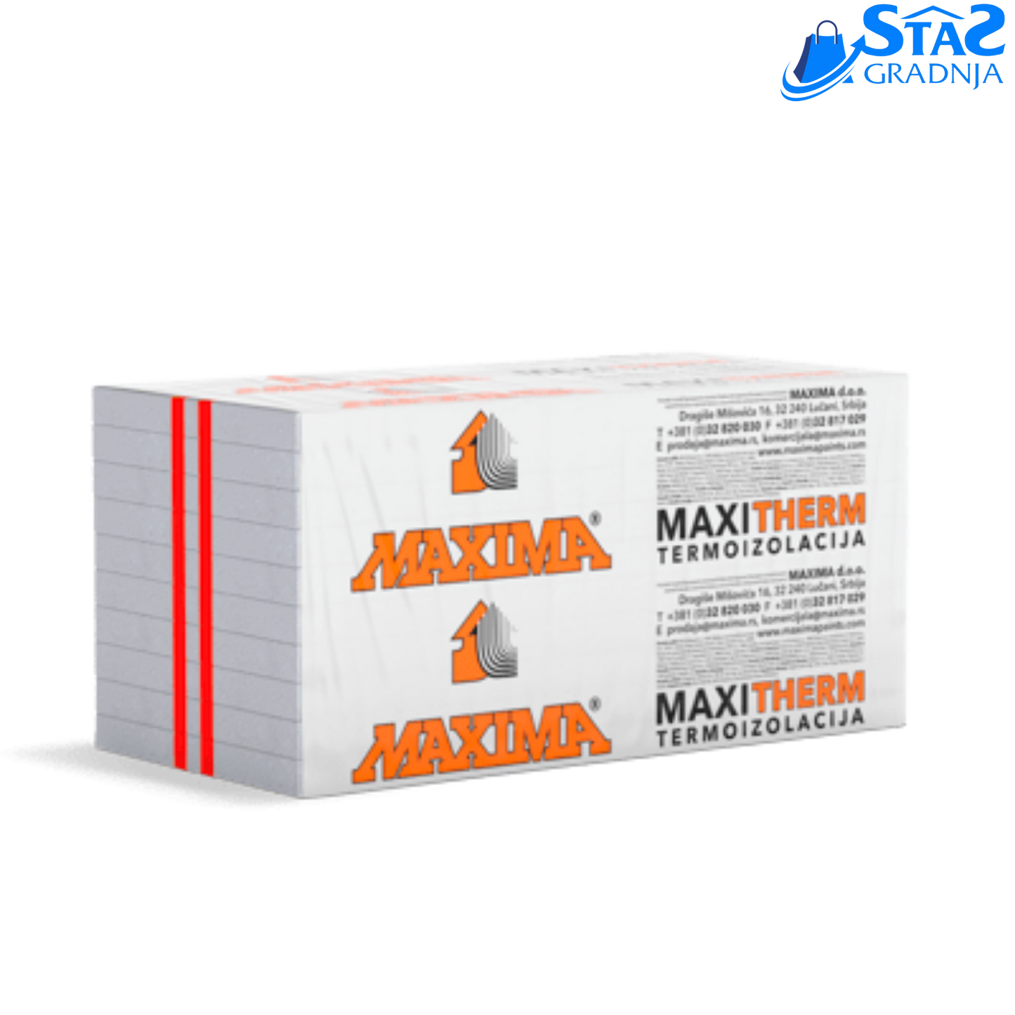 MAXITHERM EPS MF60 stiropor ploče za fasadu
EPS MF60 fasadni stiropor visoke čvrstoće
MAXITHERM MF60 pakovanje sa crvenim linijama