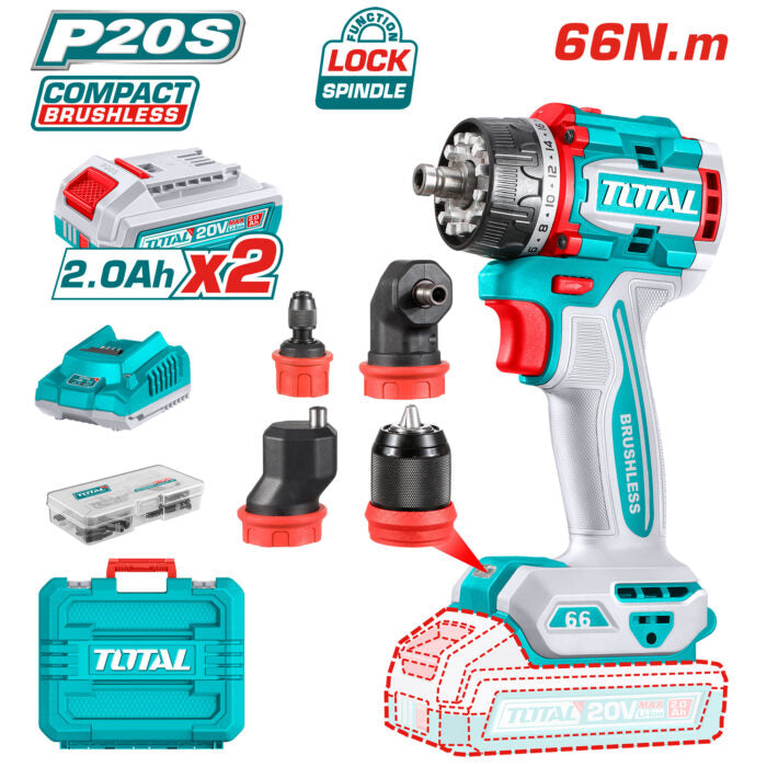 Total aku bušilica BL 20 V 66 Nm set TDLI206686E