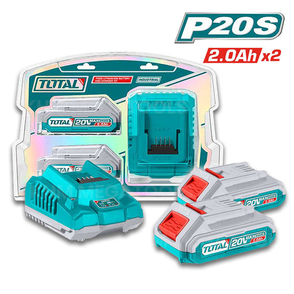 Total P20S set dve baterije 20 V 2,0 Ah i punjač 2 A TFBCPK1222E