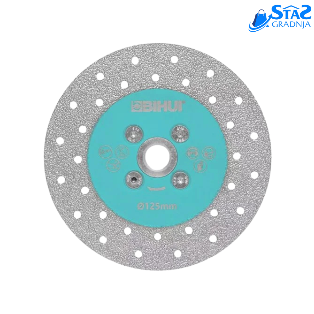 Premium dijamantska brusno-rezna ploča BIHUI DCWMM5, dimenzija 125xM14 mm, za profesionalnu obradu keramičkih i tvrdih materijala.