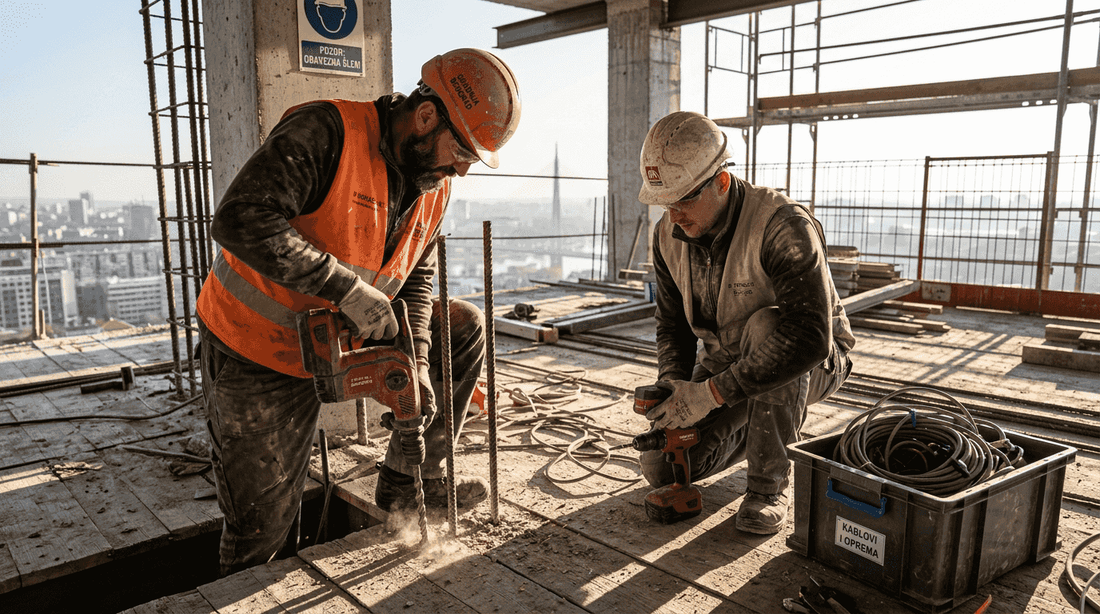 Na gradilištima radnici najčešće rade sa električnim alatima.