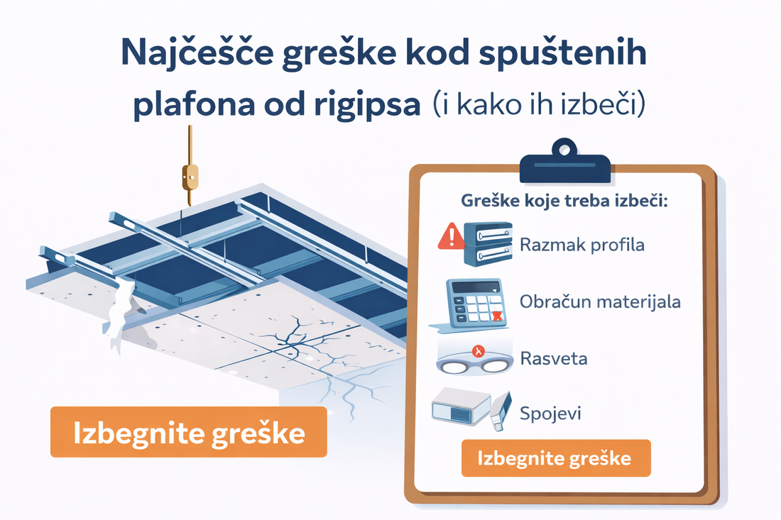 najčešće greške kod spuštenih plafona od rigipsa