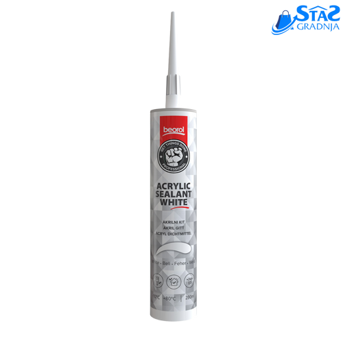 Beorol Akrilni Kit 280ml Beli – Zaptivni materijal za unutrašnje radove







