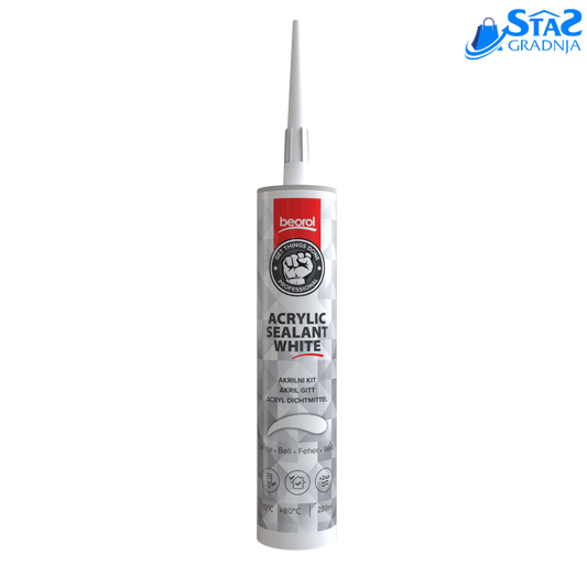 Beorol Akrilni Kit 280ml Beli – Zaptivni materijal za unutrašnje radove







