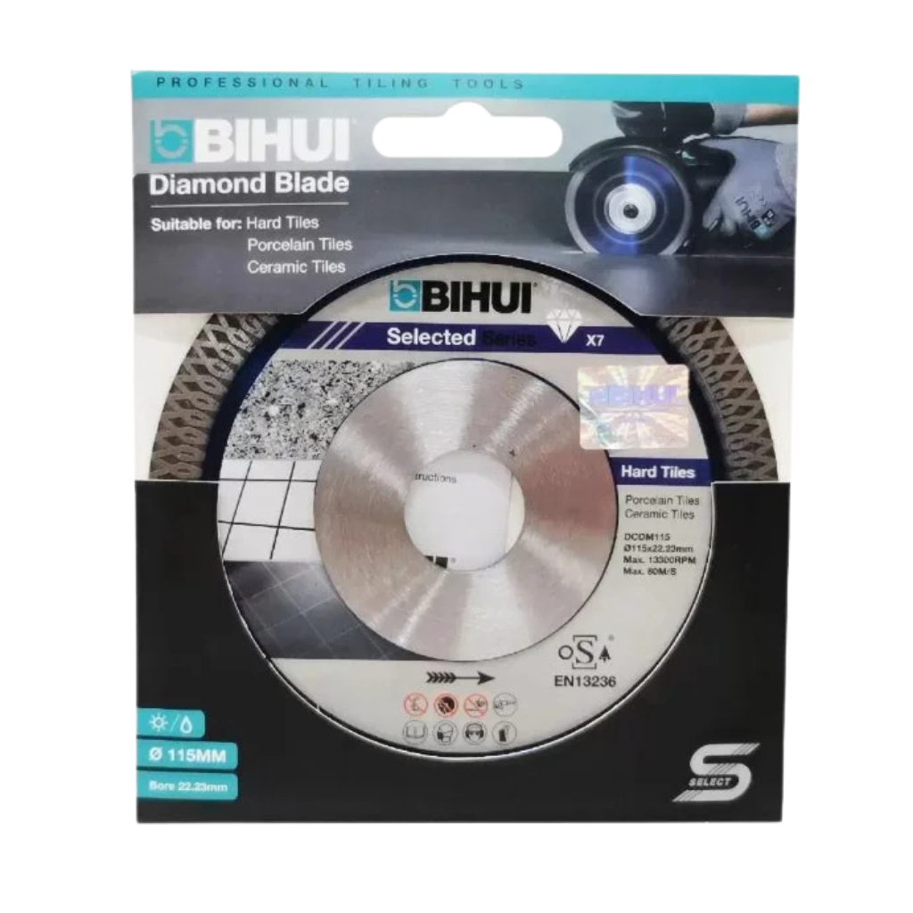 Dijamantska rezna ploča B-SPEEDY BIHUI, prečnik 115 mm, za brzo i precizno sečenje keramike i porcelana.

