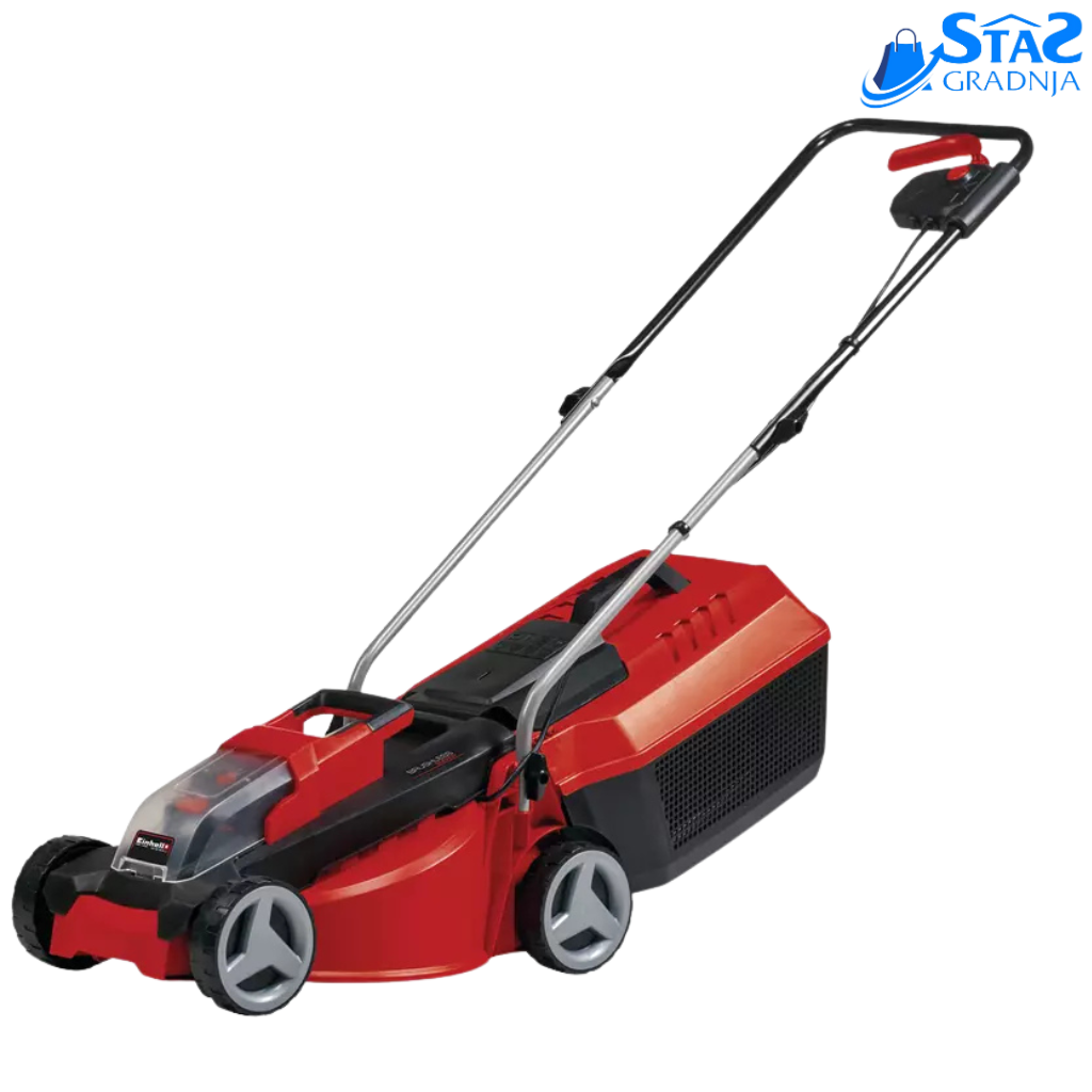 Einhell GE-CM 18/30 Li akumulatorska kosačica sa Power X-Change baterijom, plastičnim kućištem, i motorom bez četkica za savršeno održavanje travnjaka.