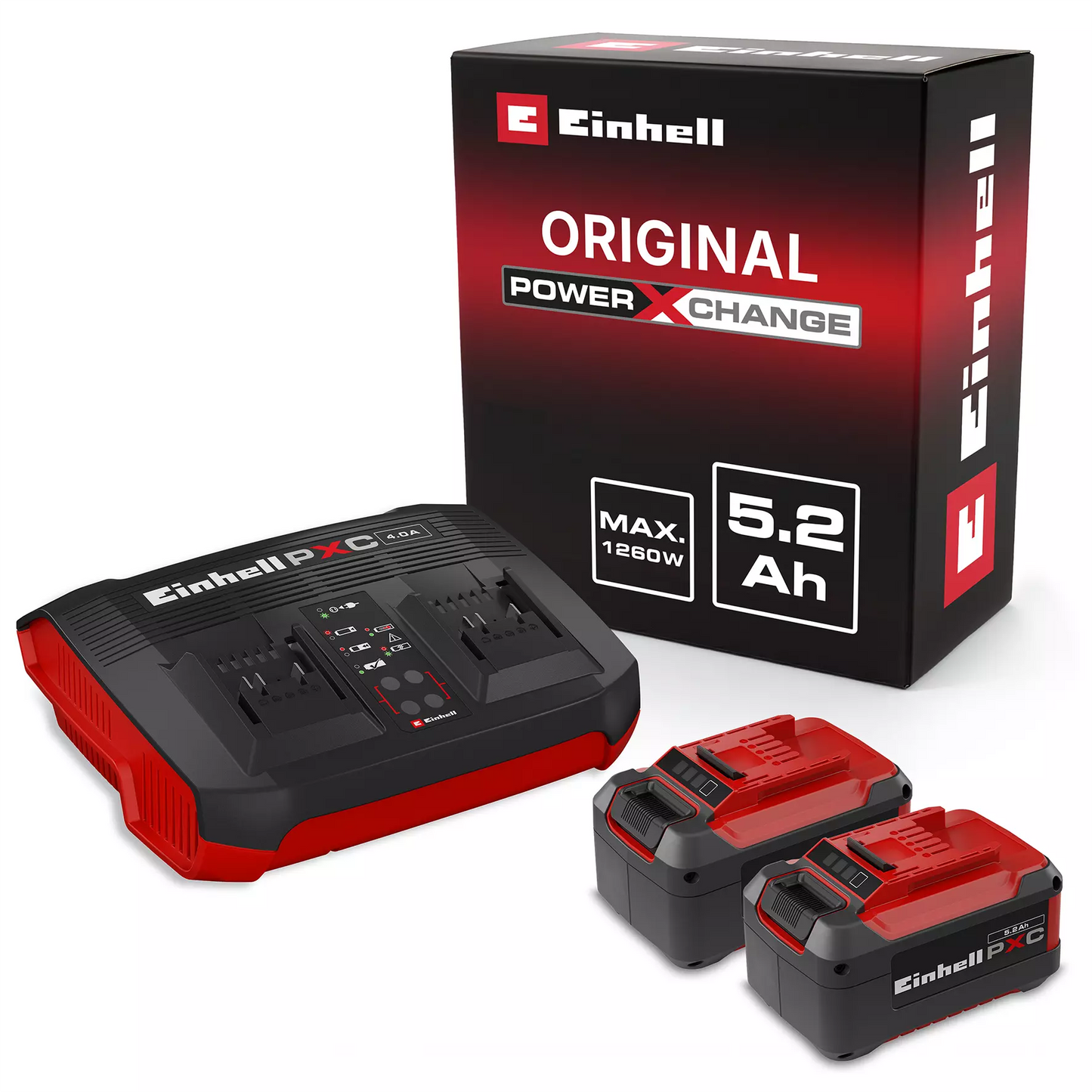Einhell komplet punjač i dve baterije PXC 5,2 Ah & Twincharger, šifra 4512108