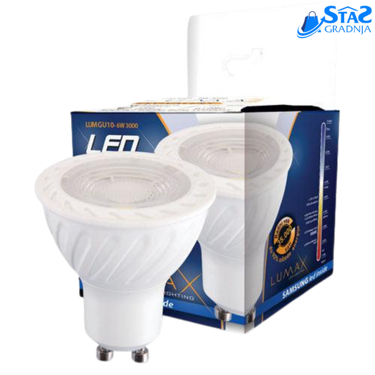 LUMAX LED sijalica GU10 – 6W, toplo-bela, dugotrajna i energetski efikasna.