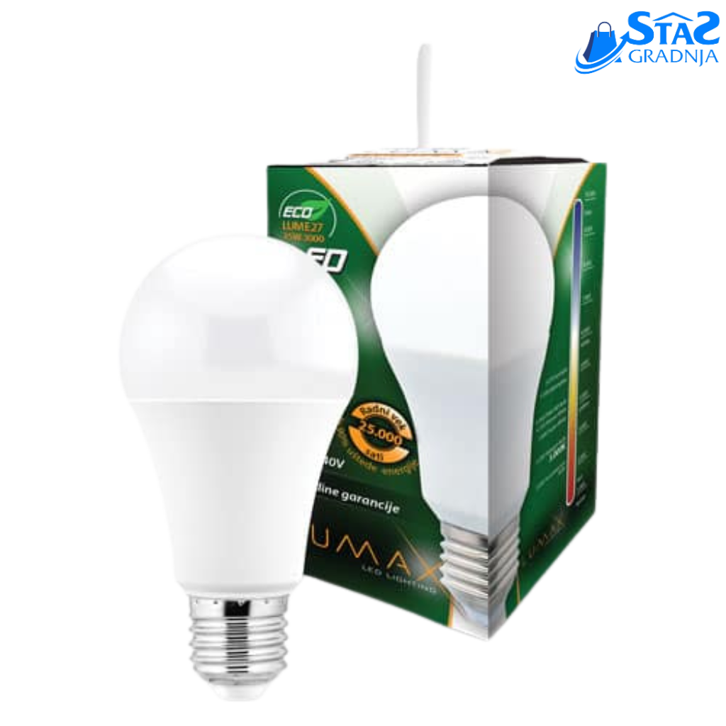 Lumax Eco LED sijalica E27 – energetski efikasno osvetljenje sa 9W/12W/15W, dostupna u 3000K, 4000K, 6500K bojama svetlosti







