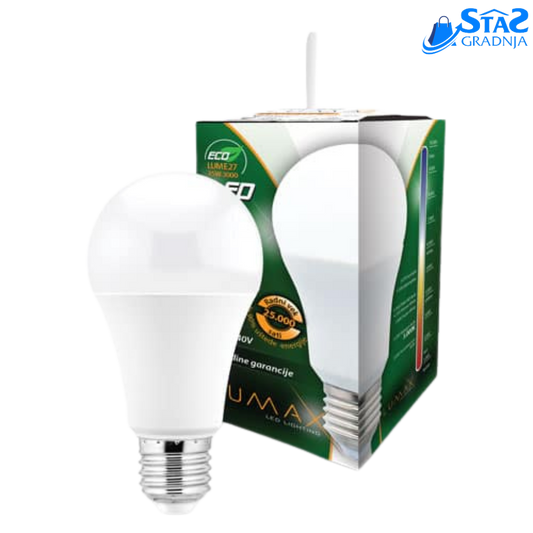 Lumax Eco LED sijalica E27 – energetski efikasno osvetljenje sa 9W/12W/15W, dostupna u 3000K, 4000K, 6500K bojama svetlosti







