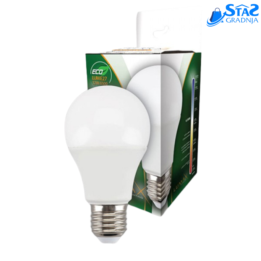 Lumax Eco LED sijalica E27 – energetski efikasno osvetljenje sa 9W/12W/15W, dostupna u 3000K, 4000K, 6500K bojama svetlosti







