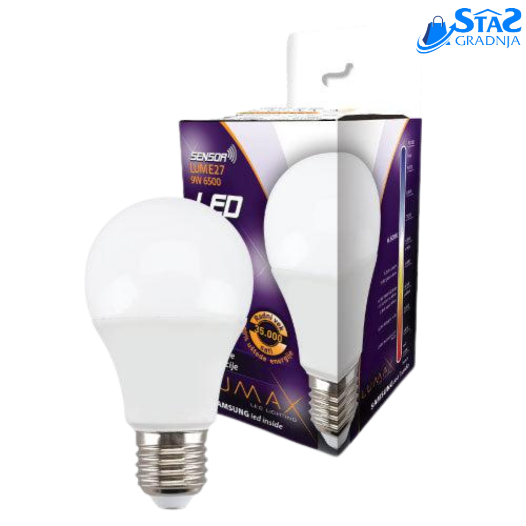 Lumax LED sijalica sa senzorom E27 – pametno osvetljenje, 9W/11W, 810lm-1000lm, A60 dimenzija.







