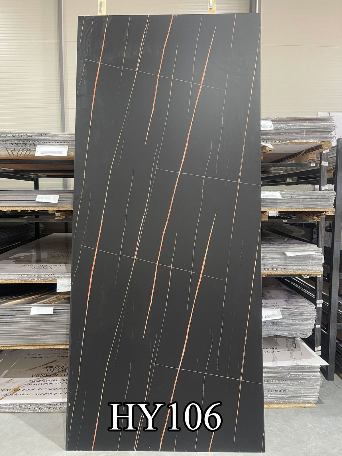 PVC mermerni panel Nero Copper Linea 122 × 280 cm – HY106, dekor panela