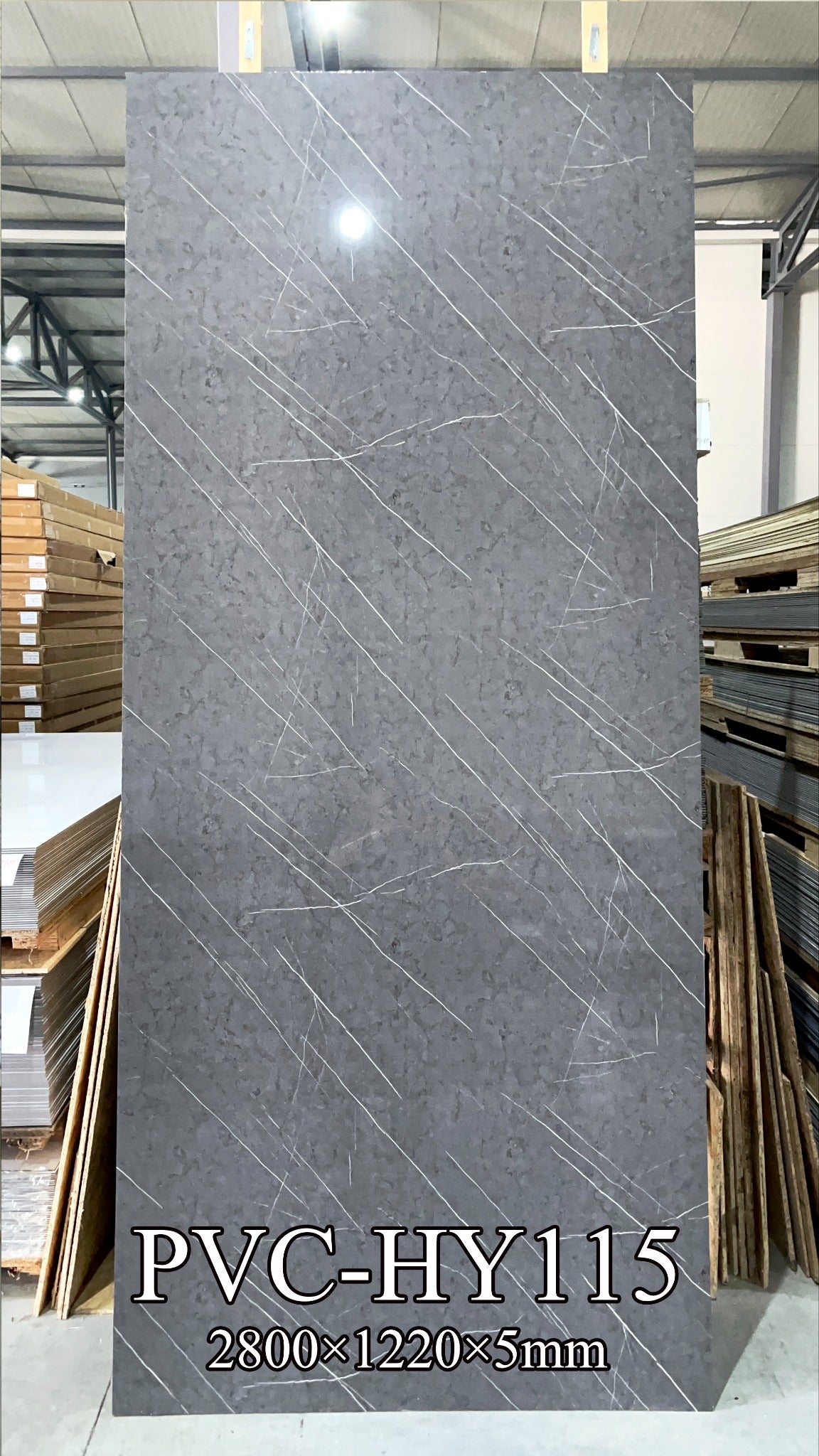 PVC mermerni panel Graphite Silk 122 × 280 cm – HY115, dekor panela
