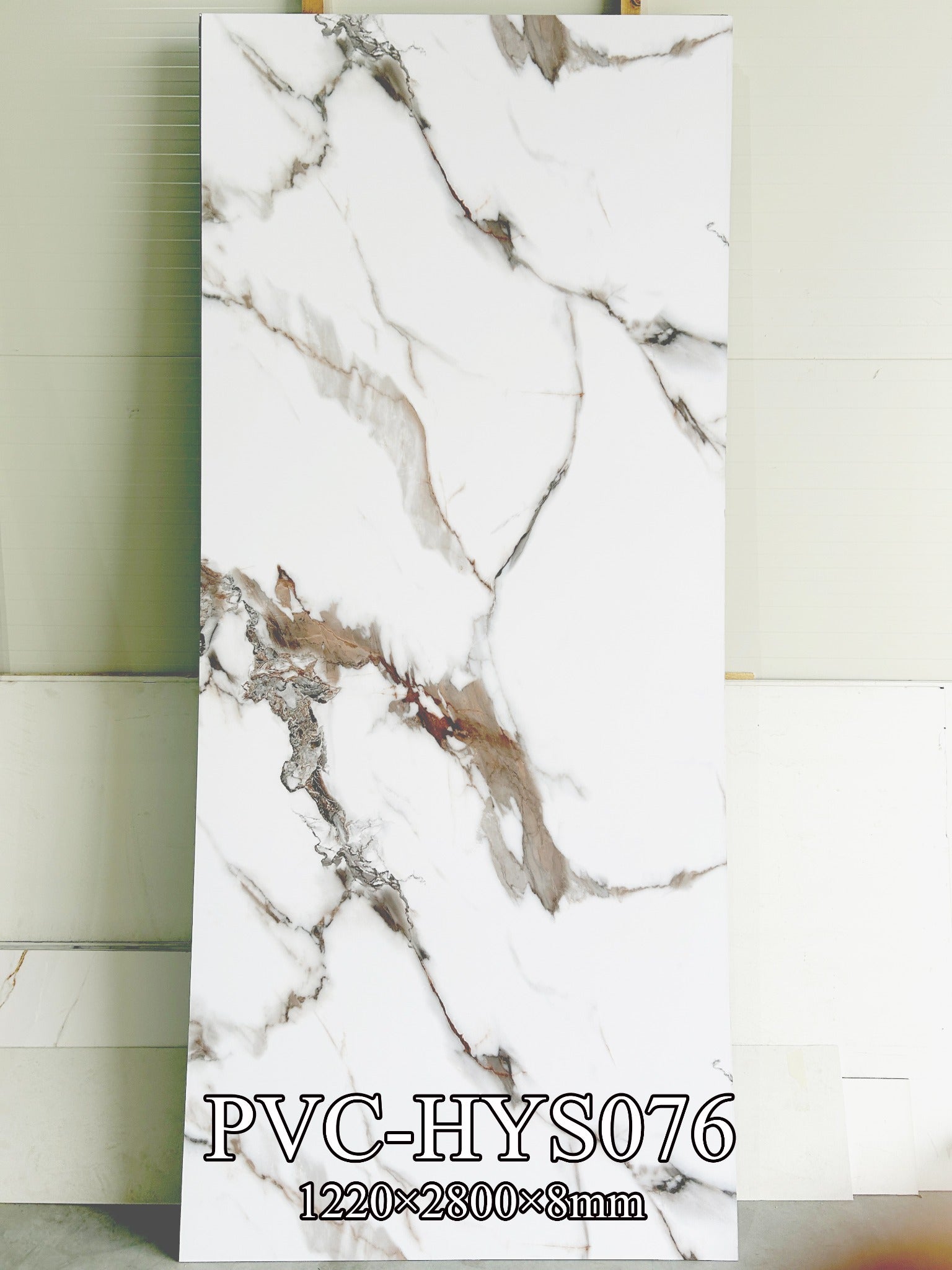 PVC mermerni panel Calacatta Terra 122 × 280 cm – HYS076, dekor panela
