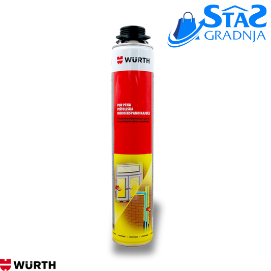 Pistoljska PU pena 45L – beton siva boja, boca proizvoda

PU pena za ugradnju prozora i vrata – aplikacija pištoljem

PU pena 45L – tehničke karakteristike i izdašnost

PU pena za zaptivanje i ispunu otvora – izolacija zvuka i toplote