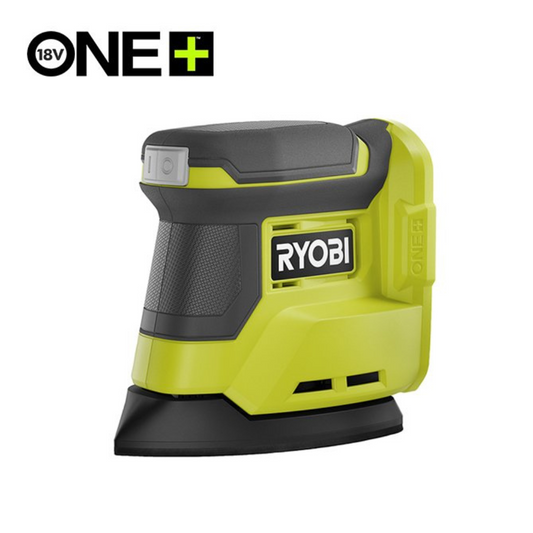 RYOBI RPS18-0 akumulatorska vibraciona brusilica za dlan sa dodatnim brusnim listovima.
