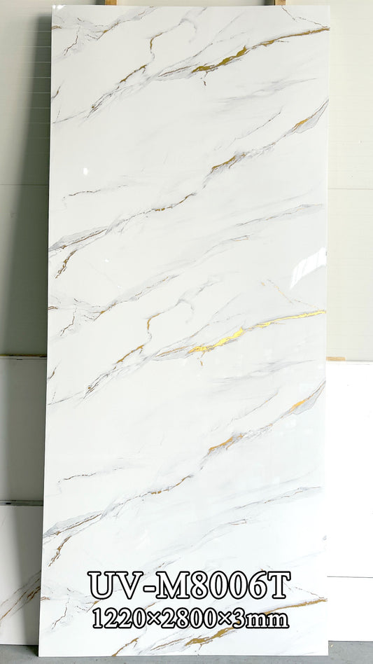 UV mermerni panel Calacatta Lumière 122 × 280 cm – M8006T, dekor panela