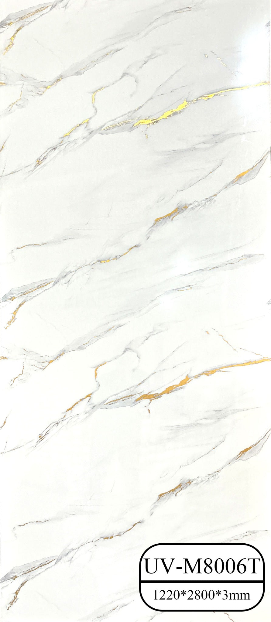 UV mermerni panel Calacatta Lumière 122 × 280 cm – M8006T, dekor panela
