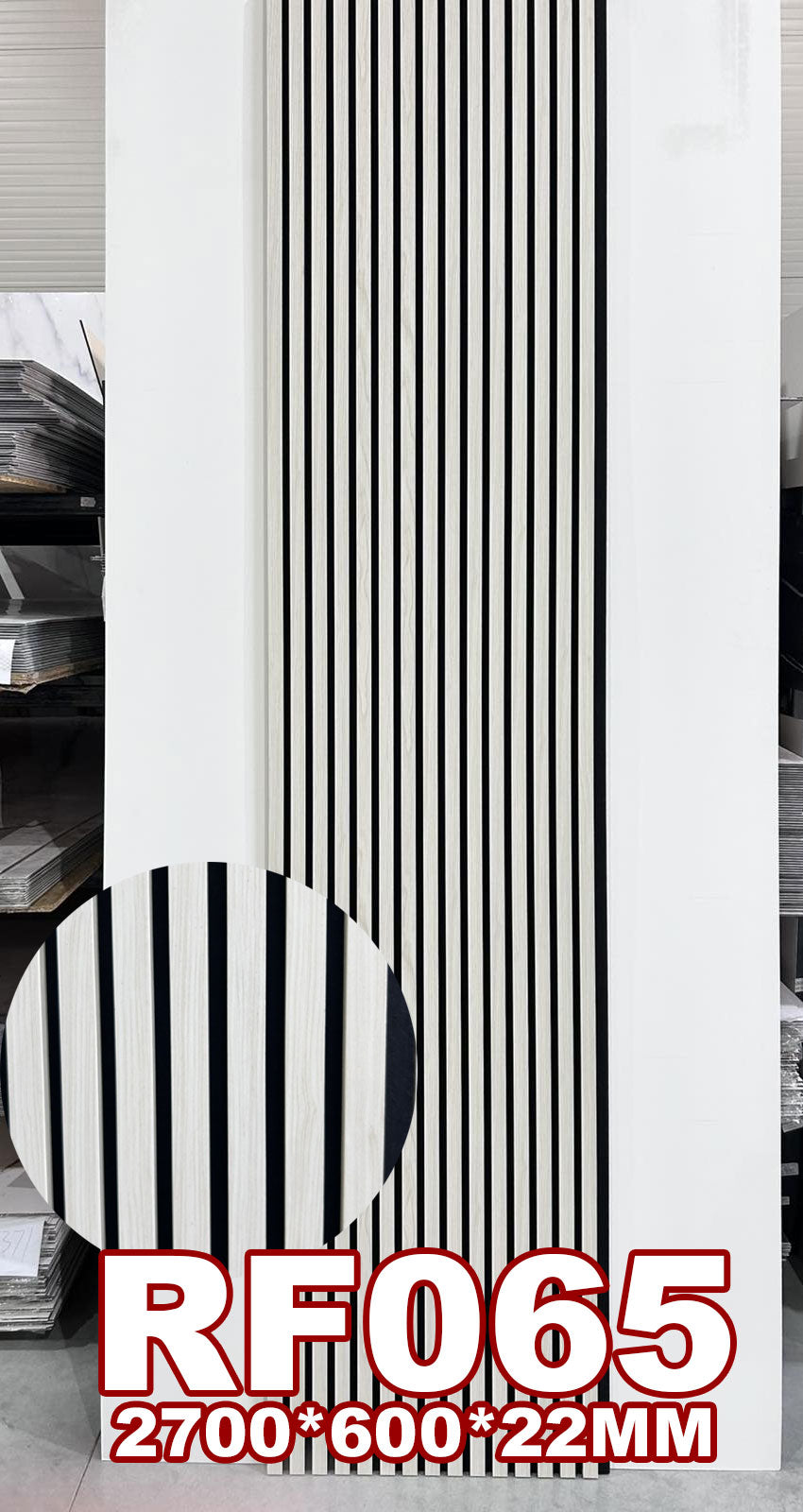 Akustični zidni panel Polar Stripe RF065, 21 mm, 270 × 60 cm