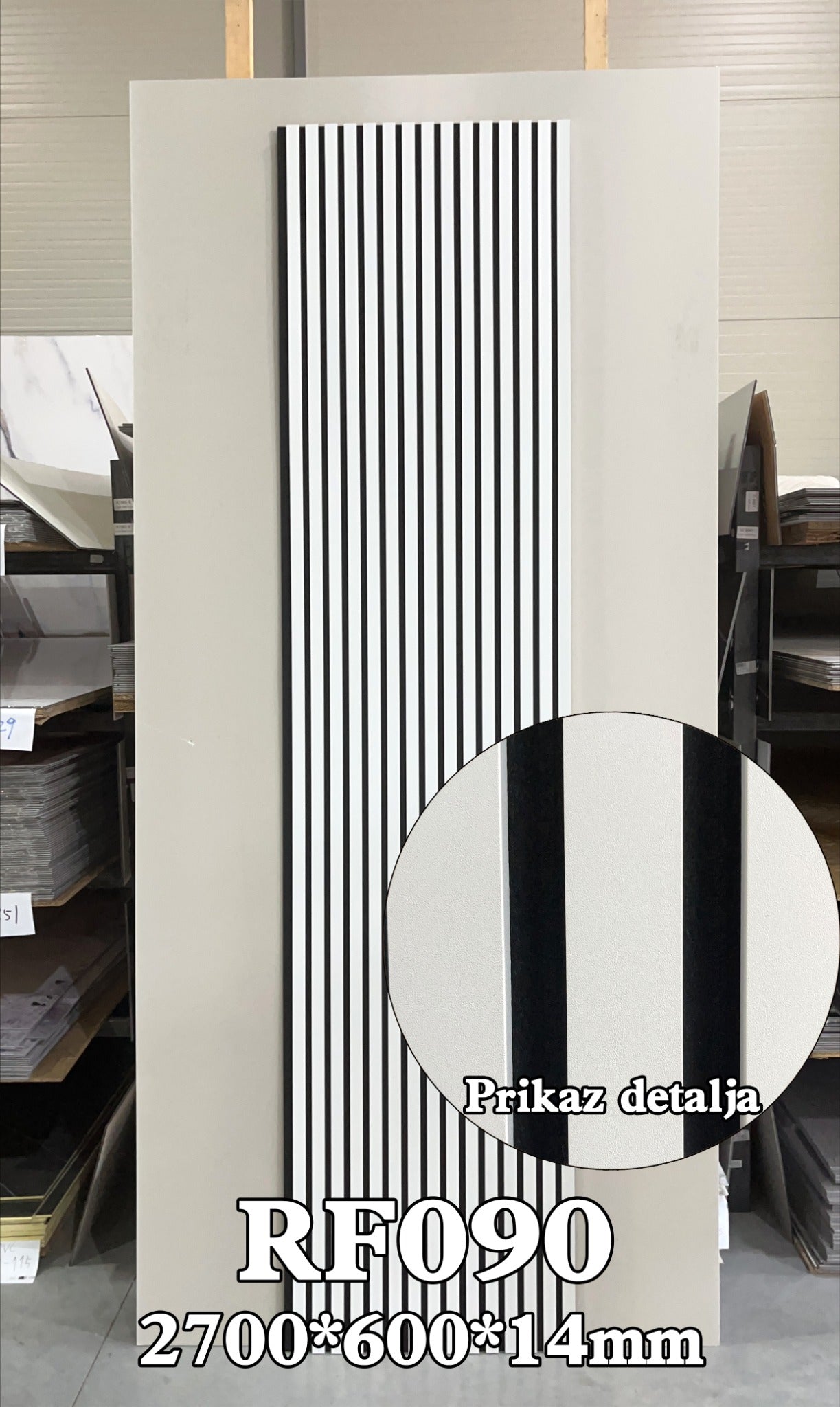 Akustični zidni panel Monochrome Piano RF090, 14 mm, 270 × 60 cm