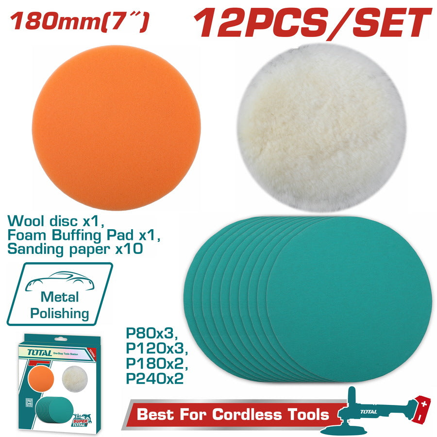 Total set za poliranje i brušenje 180 mm 12 delova TAC18012