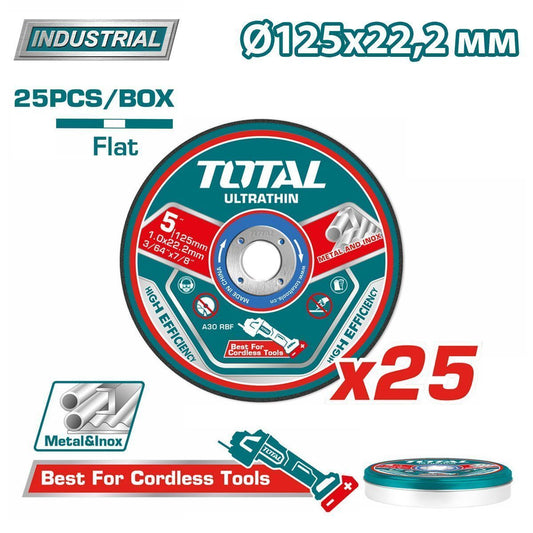 Total rezne ploče 125 × 1 mm za metal, 25 kom TAC21012525