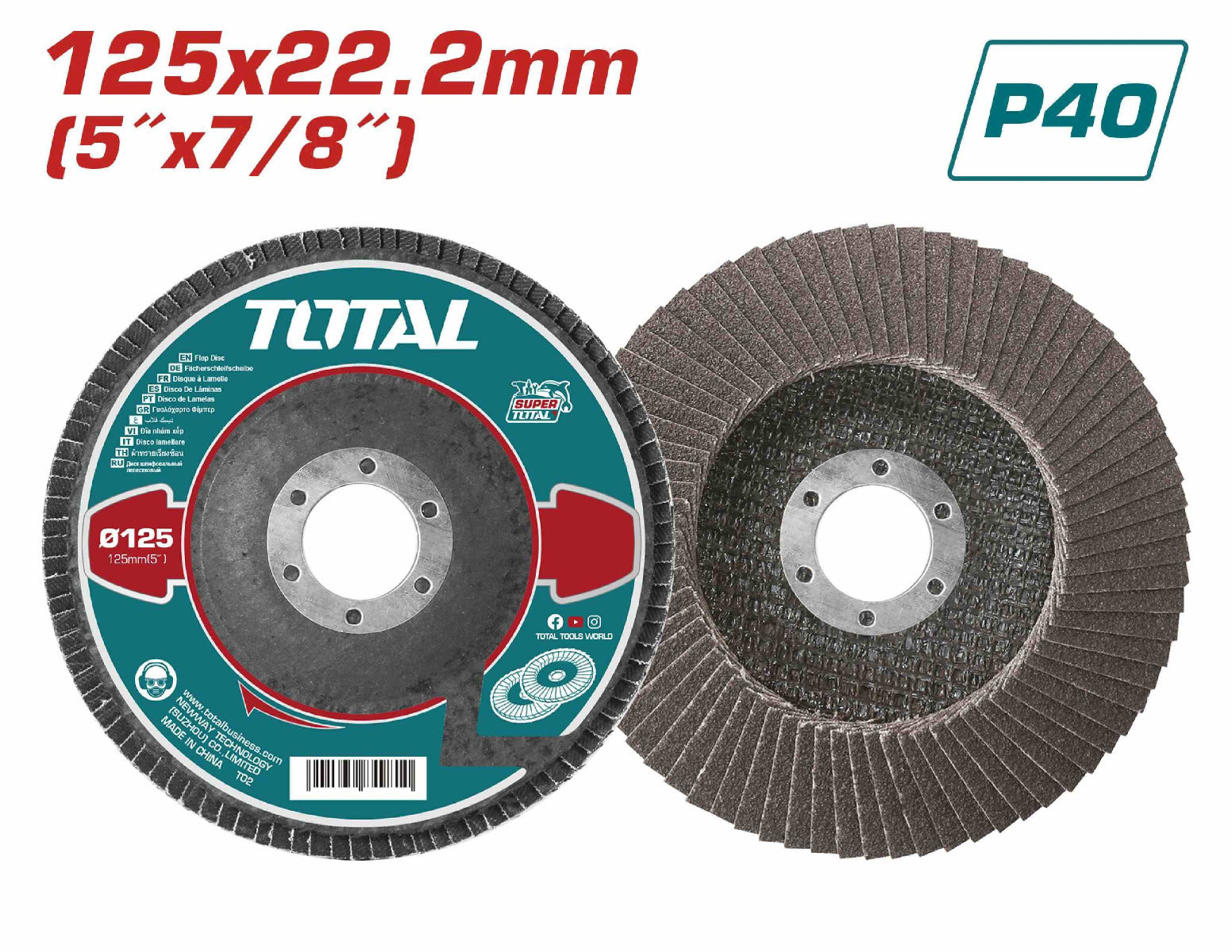 Total Lamelni brusni disk 125 mm P40 za metal TAC6312540