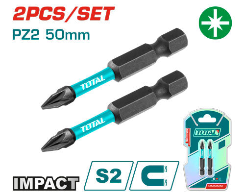 Total udarni bitovi PZ2 × 50 mm 2 komada TACIM71PZ250