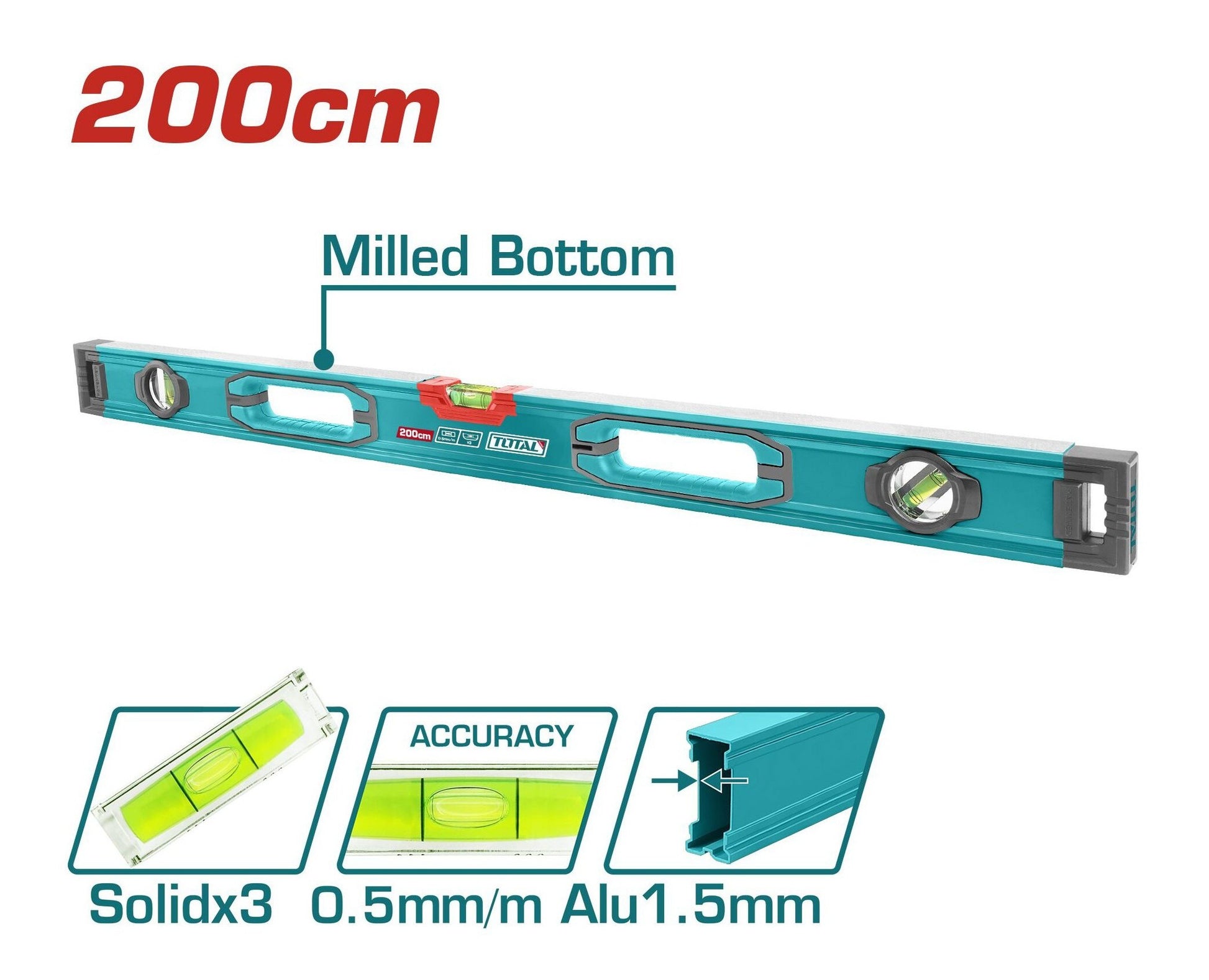 Total aluminijumska libela 200 cm TMT220028