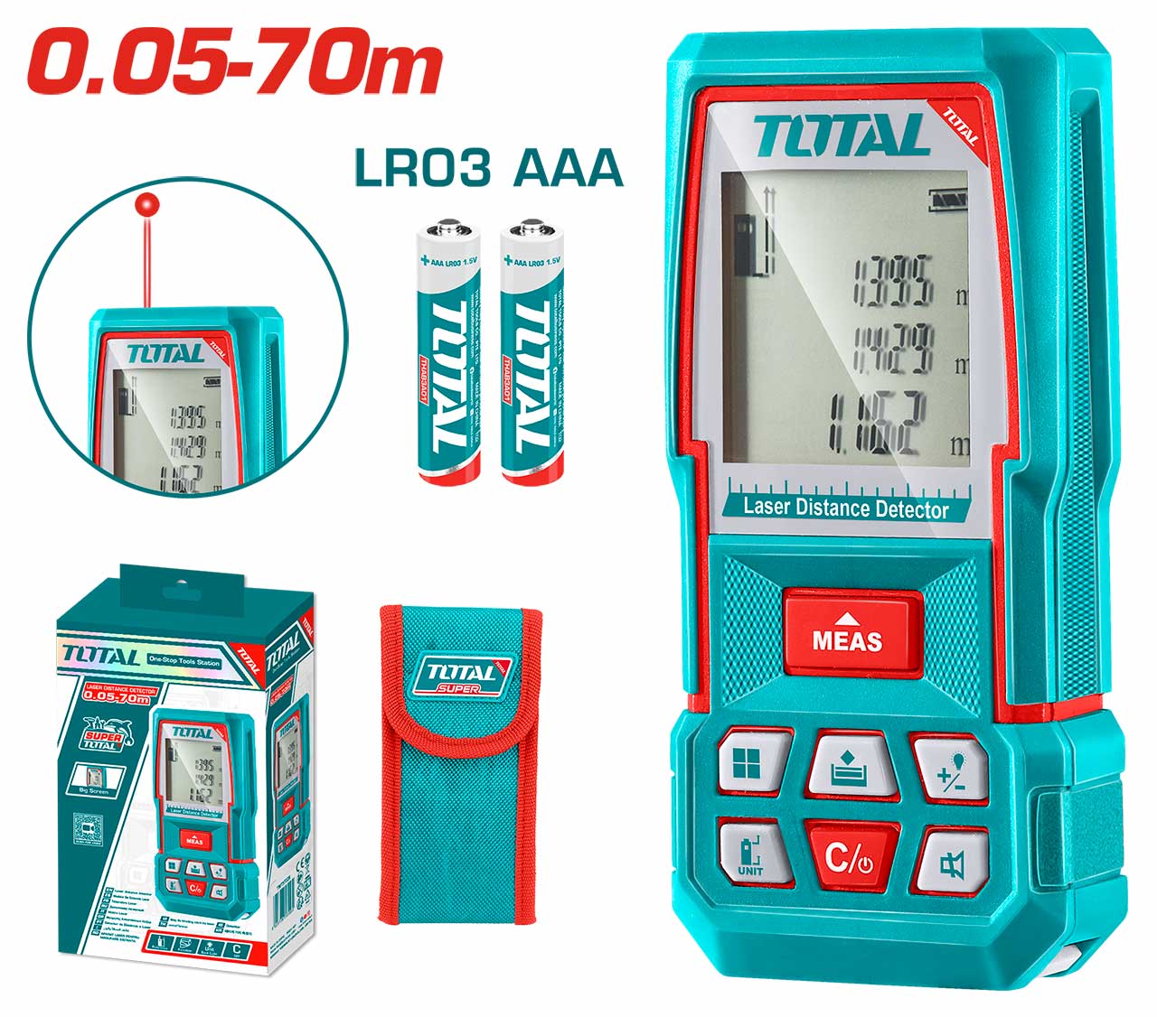 Total Laserski daljinomer 70 m, tačnost ±2 mm TMT57026