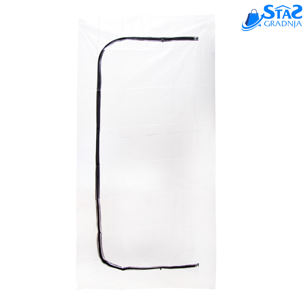 Zaštitna vrata protiv prašine 1.3 x 2.3m – PVC folija 100 mikrona, brzo postavljanje

