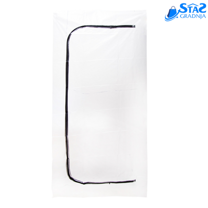 Zaštitna vrata protiv prašine 1.3 x 2.3m – PVC folija 100 mikrona, brzo postavljanje

